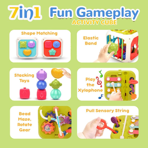 6 in One Activity Cube Toys for Baby 18M+, Montessori Educational Learning Fine Motor Skills Toys Gifts for Toddlers Boys Girls Age 2 3 (White)...