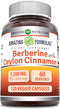 Amazing Formulas Berberine with Pure Ceylon Cinnamon 1200 Mg Per Serving | Premium Complex Supplement | Veggie Capsules | Non-GMO | Gluten Free | ...