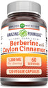 Amazing Formulas Berberine with Pure Ceylon Cinnamon 1200 Mg Per Serving | Premium Complex Supplement | Veggie Capsules | Non-GMO | Gluten Free | ...