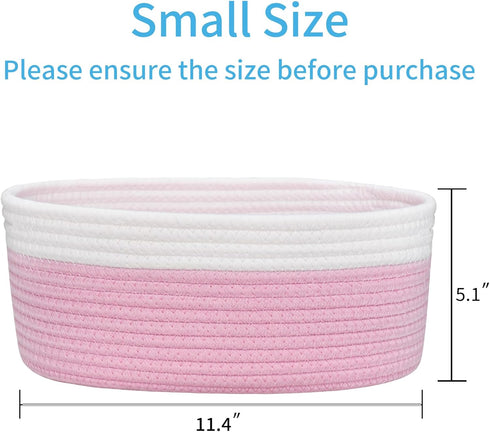 ABenkle Small Woven Basket, Cute Small Basket, Rope Room Shelf Storage Basket, Cat Dog Toys Basket Chest Box, Empty Decorative Gift Basket, 12"x 8...