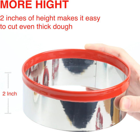 Large Round Cookie Cutter 5", Biscuit Cutter, Circle Cookie Cutter for Baking, Small Cake Cutter, Dough Cutter, Coated with Soft PVC for Protectio...