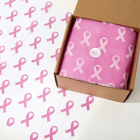 Whaline 100Pcs Pink Ribbon Tissue Paper Breast Cancer Awareness Wrapping Paper Pink Packaging Paper DIY Art Craft Paper for Charity Home Birthday ...