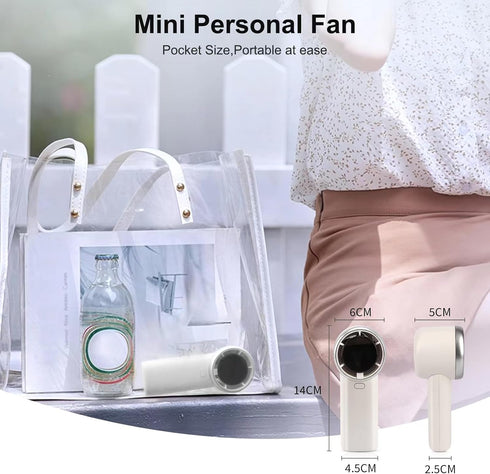 Portable Handheld Turbo Fan, Mini Portable Fan with LED Display, Personal Fan Handheld, USB Rechargeable Fan 3600mAh, 5 Speeds, Makeup Eyelash Fan...