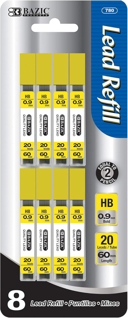 BAZIC Mechanical Pencil Lead Refills HB 0.9mm (160 Count/Pack), Pencil Lead Refill for Graphite Draft Drawing Writing Sketching, 1-Pack...