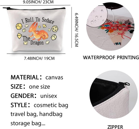 Dungeon Master Makeup Bag Dnd Dice Cosmetic Bag Dm Gift Role Playing Game Gift Game Master Zipper Pouch (I Roll To Seduce)...
