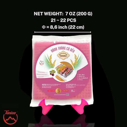 TANISA Rice Paper Wrappers for Spring Rolls – Square Beetroot Rice Paper Wrappers for Fresh Rolls – Vietnamese Banh Trang Rice Paper - Banh Trang ...