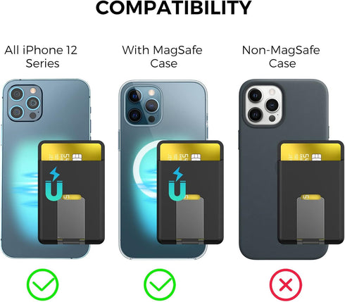 Card Holder for Back of Phone for MagSafe Magnetic Silicone Wallet Compatible with iPhone15/14/13/12/12 Pro/ 12 Mini/ 12 Pro Max (Midnight Black)...