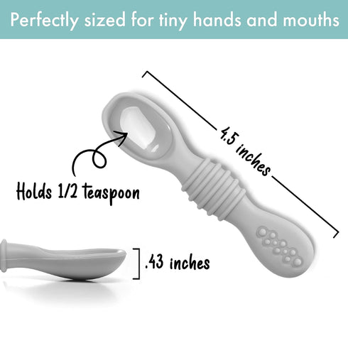 Silicone Chew Spoon Set for Babies and Toddlers - Safety Tested - BPA Free - Microwave, Dishwasher and Freezer Safe - Earth Shades...