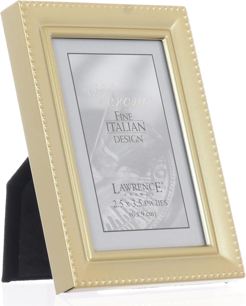 Lawrence 11423 Antique Gold Brass 2x3 Picture Frame - Beaded Edge Design...