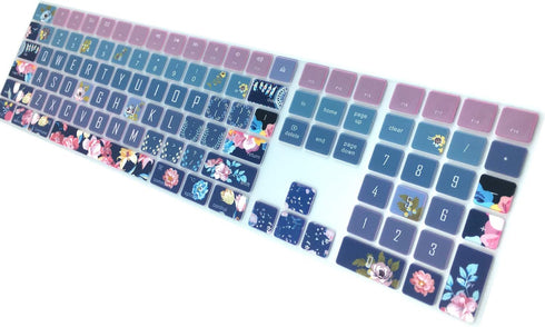 Silicone Keyboard Cover for Apple iMac Magic Keyboard with Numeric Keypad MQ052LL/A (Model: A1843, 2017 2018 Release), Cute Print Keyboard Skin, U...