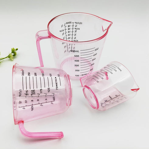 Plastic Measuring Cup Set, Kitchen Cooking and Baking Seasoning Liquid Measuring Cup, Multiple Scale Identification, with Handle and Triangle Mout...