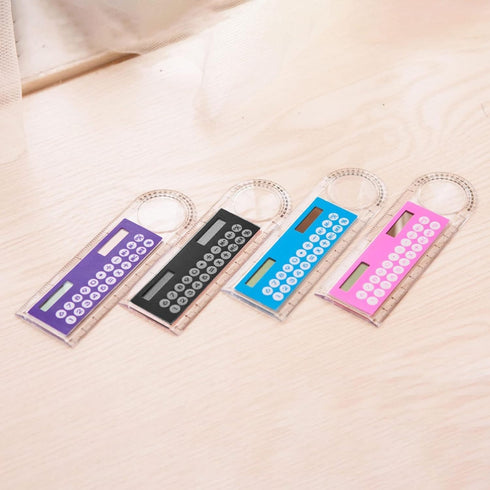 Black Mini Calculator, Portable Pocket Calculator Handheld Basic Calculator 3 in 1 Calculator Ruler Magnifier for Students School Home Office, Bac...
