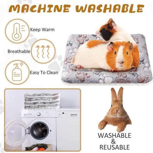 4 Pack Ultra Soft Dog Cat Bed Mat with Cute Prints Reversible Fleece Dog Crate Kennel Pad Cozy Washable Thickened Hamster Guinea Pig Bed Pet Bed M...