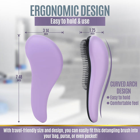 Detangling Hair Brush For Kids And Adults, Gentle Hair Care Brushes With Soft Flexible Bristles For Straight, Natural, Curly, Dry, Or Wet Styling,...
