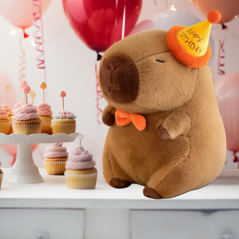 Cute Happy Birthday Capybara Plush Soft Capybara Stuffed Animal Kawaii Capybara Plushie Stuffed Toys Gift for Kids 13 inch...