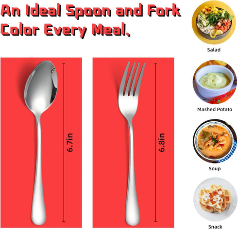 KITWARE 12 Pices Fork and Spoon Silverware Set Service 6, Stainless Steel Flatware Cutlery Set, Mirror Polished Kitchen Utensil for Home, Outdoor,...
