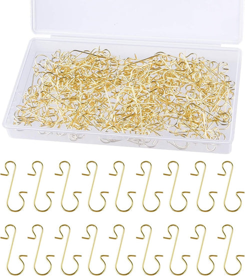 FEPITO 200 Pcs Christmas Ornament Hooks Gold Stainless Steel Christmas Ornament Hangers Perfect for Art Craft Christmas Tree Decorations...