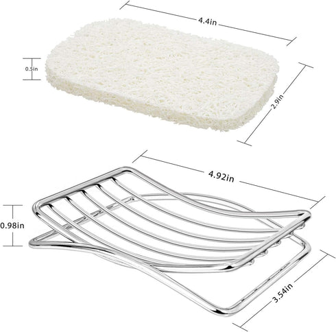 Soap Dish Stainless Steel Bar Soap Holder for Shower Bathroom, Self-draining Soap Dishes Sponge Holder for Kitchen Sink, Easy Cleaning Quick Dry(w...