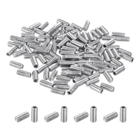 uxcell 120Pcs Hex Socket Grub Screw, M2.5x6mm 304 Stainless Steel Head Socket Set Screws Flat Point Grub Bolt for Door Handles, Light Fixture Repa...