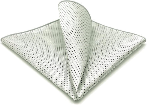 S&W SHLAX&WING Mens Pocket Squares White with Black Dots for Suits Foulard...