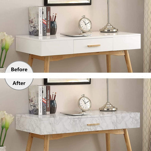 Marble Wallpaper Granite Grey/White Marble Vinyl Film Self Adhesive Wallpaper for Kitchen Cabinet Countertops Furniture Renovated Peel and Stick W...
