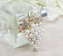 Gyn&Joy Womens Gold T one Faux Pearl White Grapes&Crystal Rhinestones Leaf Fruit Brooch Pin BZ060...