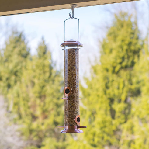 Cottage Garden 15 inch Copper Finish Weather Resistant 1 Lb. Outdoor Hanging Bird Seed Feeder...