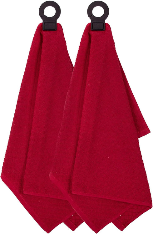 Ritz Premium Hook and Hang Towel, (2-Pack), 18" x 28", Long-Lasting Durable Rubber Hook, Highly Absorbent Super Soft Hand Cloths for Kitchen, Bath...