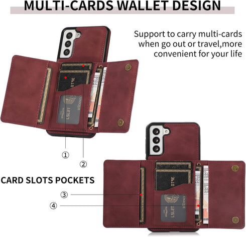 Asuwish Phone Case for Samsung Galaxy S21 Glaxay S 21 5G 6.2 inch Wallet Cover with Tempered Glass Screen Protector and PU Leather Credit Card Hol...