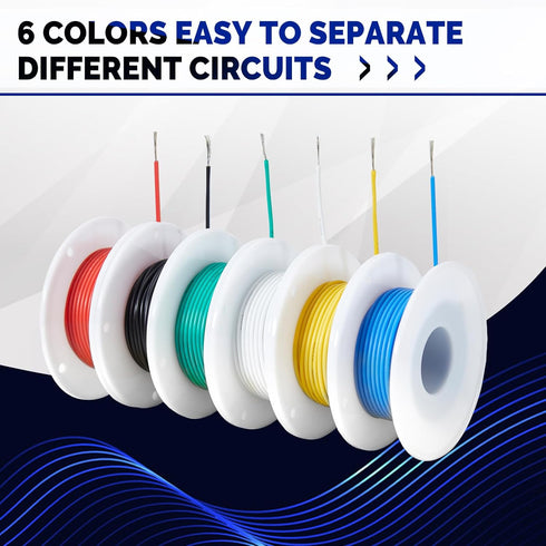 26 Gauge Wire 25ft Each Spool, Flexible Electrical Wire, Premium Automotive Wire, Well-Insulated Electric Wire, Corrosion-Resistant Wires 600V, Wi...