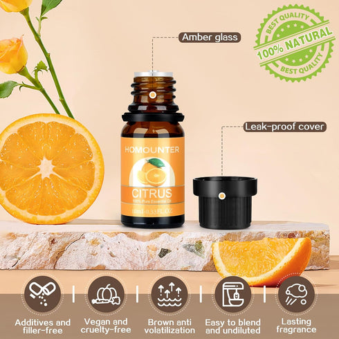 Fruit Essential Oil for Diffusers Natural Fruity Fragrance Oil for Candle & Soap Making - Grape, Citrus and More Diffuser Oils Scents for Home, Su...
