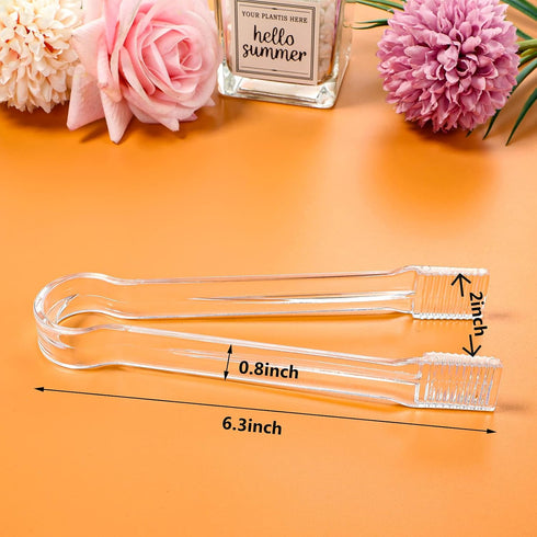 Roshtia 12 Pcs Plastic Serving Tongs Mini Kitchen Tongs Utility and Plastic Kitchen Scoops Clear Ice Scoop Mini Clear Buffet Scoop for Candy Desse...