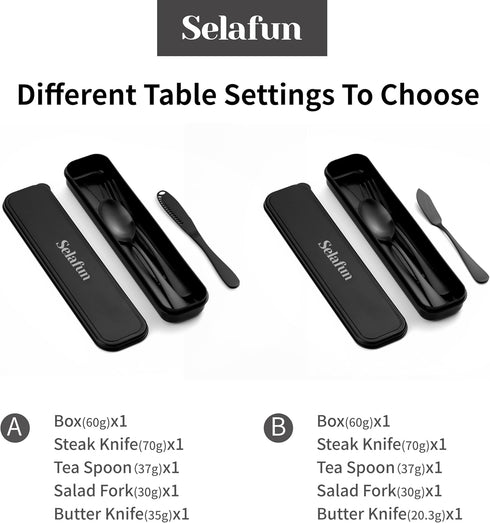 Travel Cutlery Set with Case Portable Silverware Utensils Set,5-pieces Stainless Steel Reusable Flatware Set Cutlery Set for Camping Picnic Hiking...