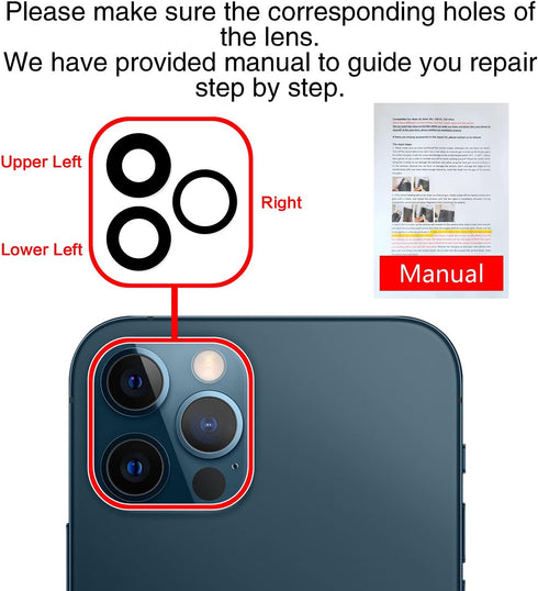 2PCS ASDAWN Back Rear Camera Lens Glass Replacement for iPhone 12 Pro Max 6.7 Inches with Pre-Installed Adhesive, Installation Manual + Repair Too...