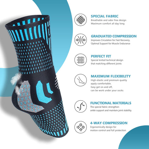 Lusenone Ankle Brace for Women & Men (Pair), Compression Ankle Sleeve- Best Ankle Support Socks for Plantar Fasciitis, Sprained Ankle, Achilles Te...