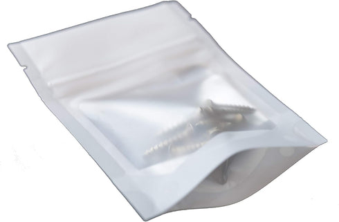 HANSER | Smell Proof Odorless Mylar Resealable Foil Pouch Bags with clear Window | Stand up bottom | Airtight | matte white | 100 Pieces | 3x4 inc...