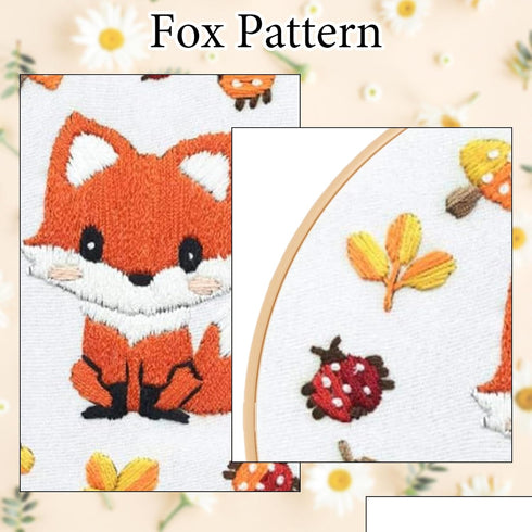 Louise Maelys Starter Embroidery Kits DIY Full Range Easy Needlepoint Cross Stitch Kits for Adults, Beginners with Stamped Animal Pattern,Fox......