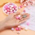 80Pcs 15mm Colorful Round Silicone Beads Pink Series Silicone Focal Beads Keychain Lanyards Beaded Pen Spacer Beads 8 Colors for DIY Jewelry Craft...