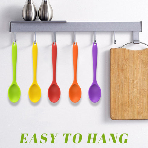 HANSGO 5PCS Small Silicone Spoons, 8Inch Heat Resistant Spoons Nonstick Kitchen Spoons Silicone Tea Spoon for Kitchen Cooking Baking Stirring...