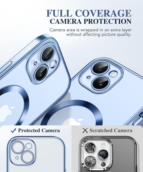 BERFY Magnetic for iPhone 15 Case Compatible with Magsafe, Full Body Rugged Case Built-in 9H Tempered Glass Screen Protector & Full Camera Protect...