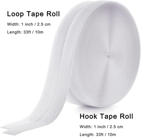 1 Inch x 33 Feet, Sew on Hook and Loop Tape, Non-Adhesive Back Heavy Duty Nylon Strips Fabric Fastener, Hook and Loop Strips for Home, School, Off...