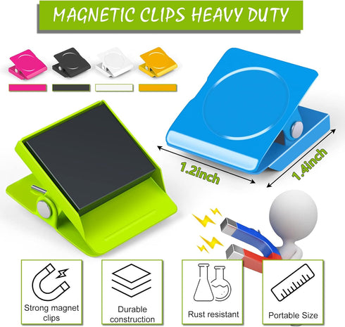 Magnetic Clips 12 Pack Magnet Metal Clips, Whiteboard Magnet Clip Strong Refrigerator Magnets Clips for Home, School, Hanging Photos, Memo Note...