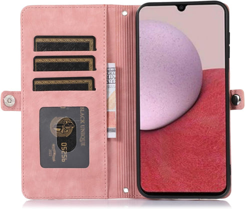 Asuwish Phone Case for Samsung Galaxy A54 5G Wallet Cover with Tempered Glass Screen Protector and Wrist Strap Leather Flip Zipper Credit Card Hol...