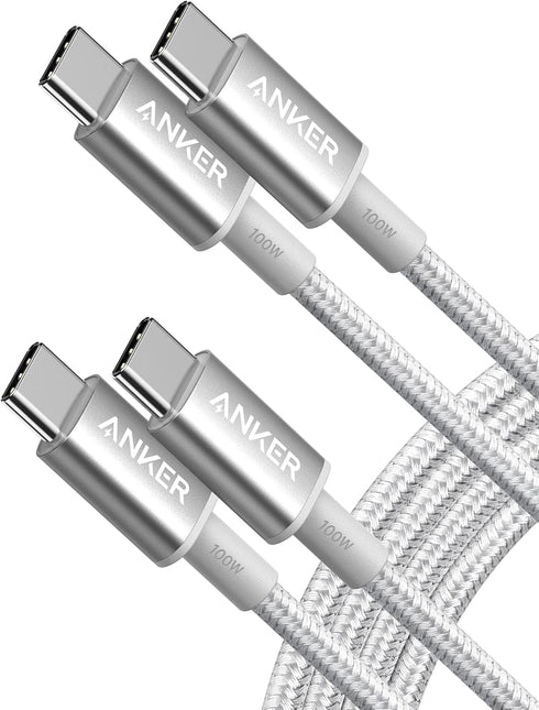 Anker 6ft USB C to C Cable (100W, 2-Pack), Type C Charger Fast Charging for MacBook Pro, iPad Air, Samsung Galaxy, Pixel, Switch, LG, and More (Si...