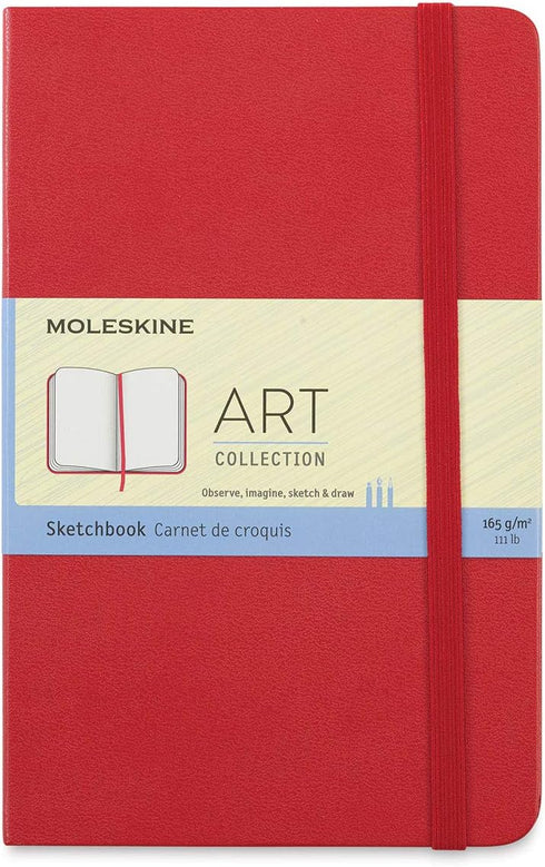 Moleskine Art Sketchbook, Hard Cover, Medium (4.5" x 7") Plain/Blank, Scarlet Red, 88 Pages...