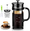 French Press Coffee Maker 304 Stainless Steel Coffee Press,with 4 Filters System, Heat Resistant Thickness Borosilicate French Press Glass, BPA-Fr...