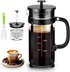 French Press Coffee Maker 304 Stainless Steel Coffee Press,with 4 Filters System, Heat Resistant Thickness Borosilicate French Press Glass, BPA-Fr...