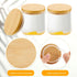 Sawysine Yogurt Jar Lids Set Reusable Bamboo Wooden Round Canning Lids with Silicone Sealing Rings Compatible with Oui Yogurt Jars Not Included(4 ...
