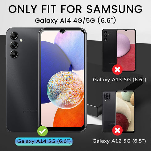 4 Pack Screen Protector for Samsung Galaxy A14 5G with 4 Pack Camera Lens Protector, Full Coverage Tempered Glass Film Anti-Fingerprint Case Frien...