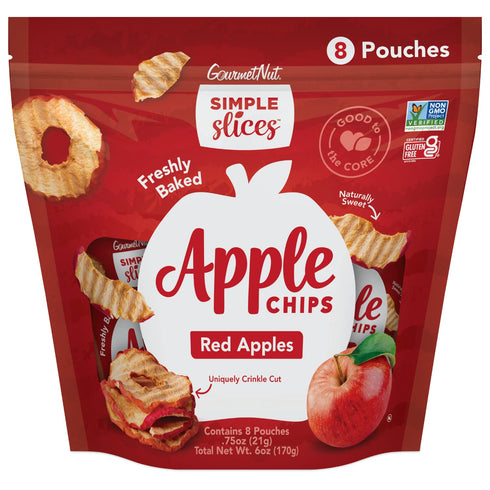 Simple Slices Gourmet Nut Baked Apple Chips (Red Apple, 0.75 Ounce (Pack of 8 Bag))...